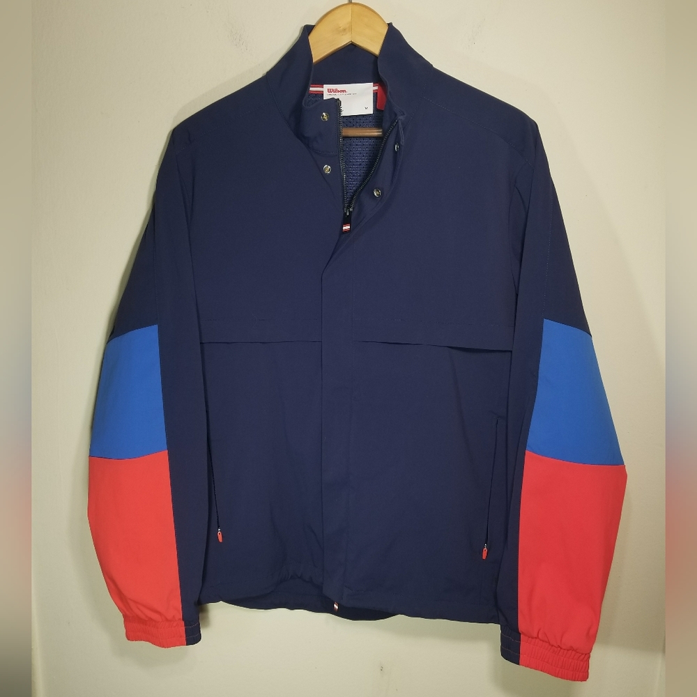 Wilson Montrose Track Jacket Full Zip Windbreaker Navy Blue Red Men’s Medium